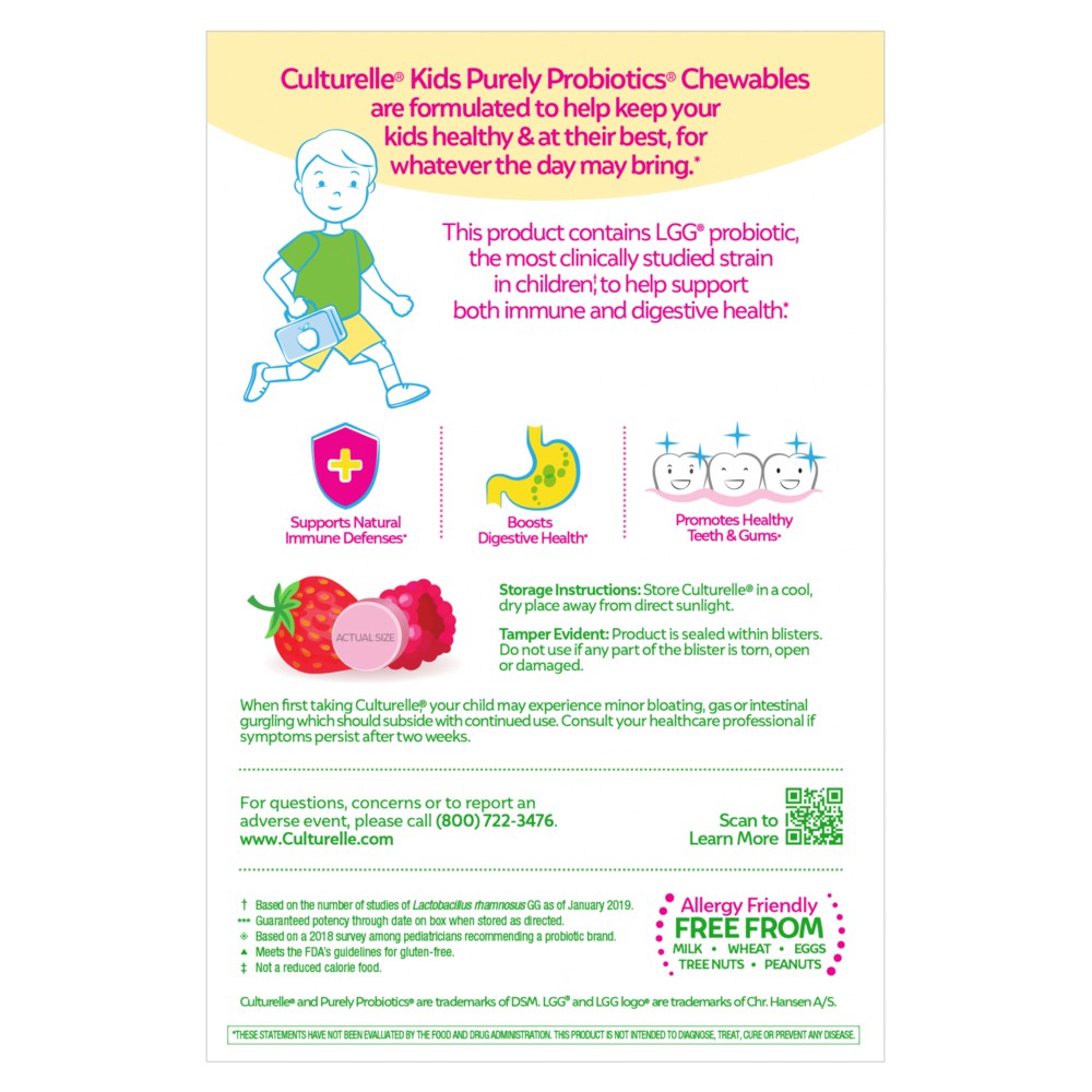 Culturelle Kids Chewables Probiotics / Probiotic / Probiotik Anak 30 Tablets Original USA