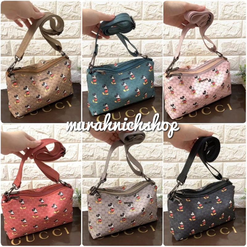 Murahnich Tas Wanita Selempang/Slingbag Gucci mickey/Tas selempang mickey impor