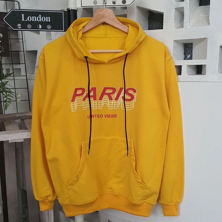 Hoodie Sweater Motif Pariss United Vibes Gaya Casual Santai Bahan Fleece