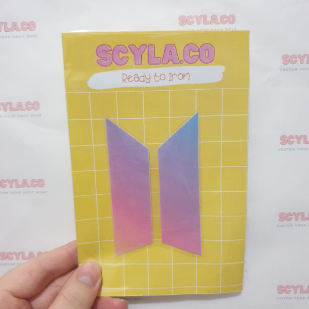 READY TO IRON Stiker Sablon BTS LOGO UNGU SABLON STRIKA DIY SABLON KPOP BTS LOGO READY TO IRON CUSTO