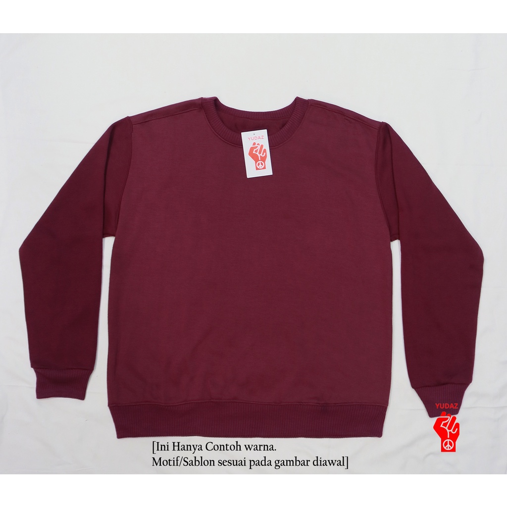 YUDAZ Basic Sweater Broken Vibes Size M-XXL (Pria & Wanita)-BURGUNDY