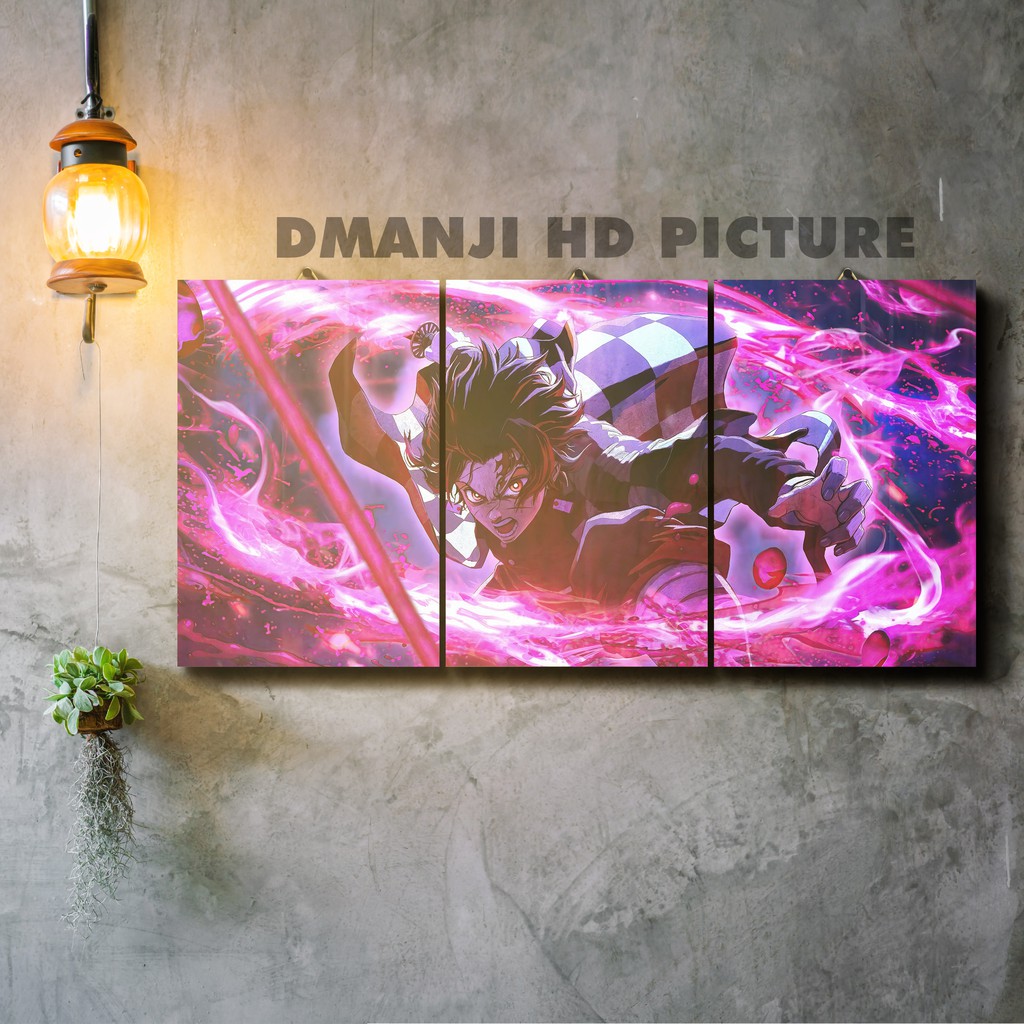 POSTER KAYU MULTIPANEL KIMETSU NO YAIBA / 60X30 / HIASAN DINDING DEMON SLAYER / PAJANGAN KAMAR ANIME-HD - KNY 90