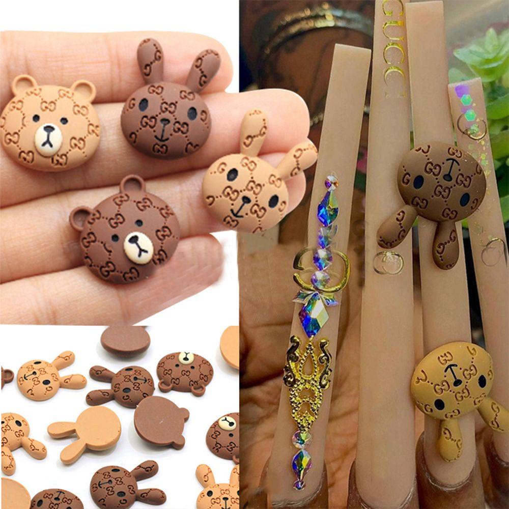 AUGUSTINA Agustin 3D Hiasan Kuku Kartun Gaya Jepang Desain Resin Beruang DIY Nail Art Dekorasi Bunny Nail Ornament