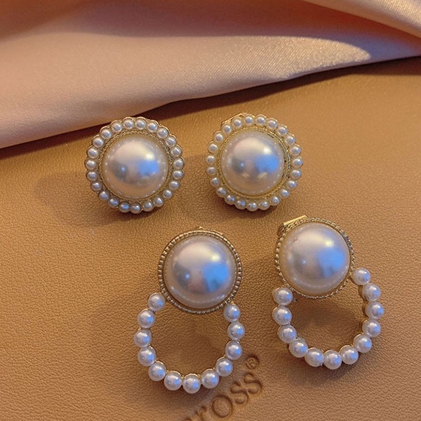 Retro Mutiara Klip Telinga Anting Berlian Wanita2023Baru Trendi Telinga Aksesoris fashion earrings