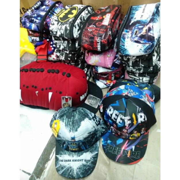 ORIGINAL Tas SLempang Batman VS Marvel Waistbag anak laki-laki topi karakter