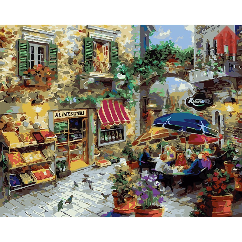 DIY - Set Melukis / painting by number kit - TOWN 40x50cm. part-1