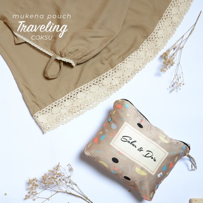 MUKENA- MUKENA KATUN RAYON RENDA POUCH TRAVELING - COKLAT SUSU -MUKENA.