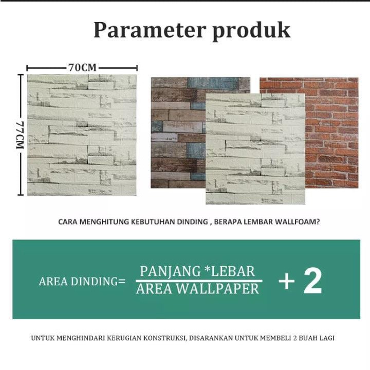 (COD) PAKET 10 LEMBAR Wallfoam Wallpaper 3D Batu Bata Alam Putih Premium High Quality Termurah