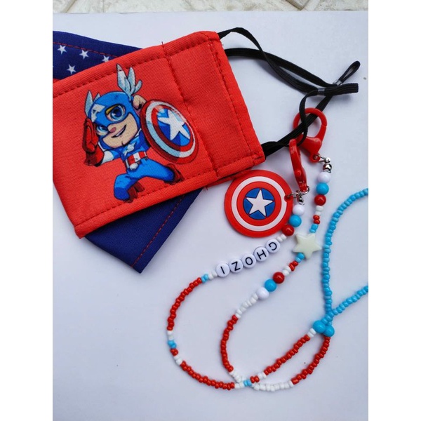 Kalung Masker Anak Tema Captain Amerika