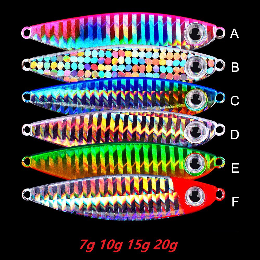 Shengyao 1Pcs New Luminous Laser Metal Jig Spoon Umpan Pancing Swimbait 7g/10g/15g/20g Fishing Lure Ikan Bass Sinking Bait Jigging