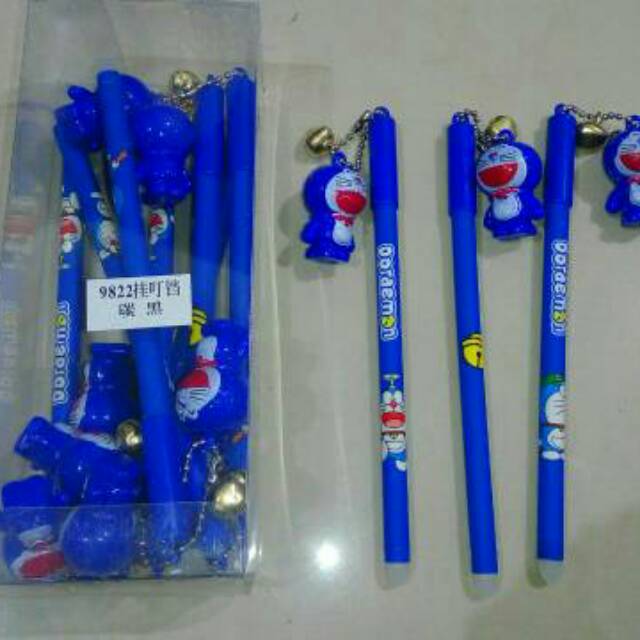 

12 Pulpen Tinta Gel Doraemon Gantung Lonceng