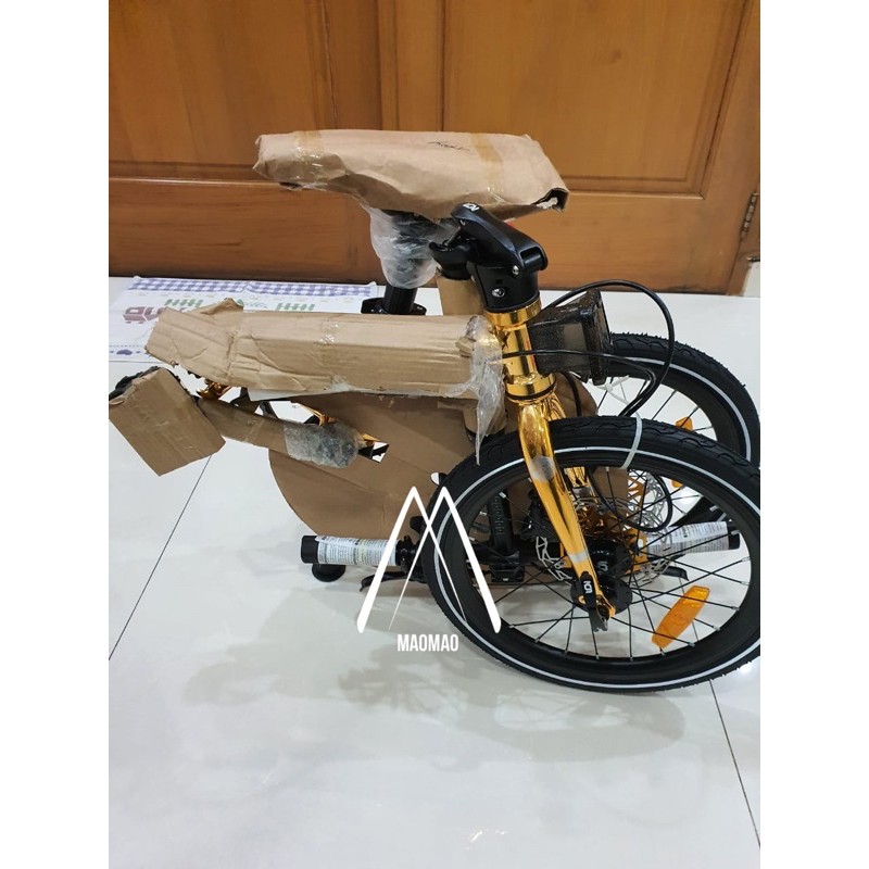 sepeda lipat element troy chrome gold