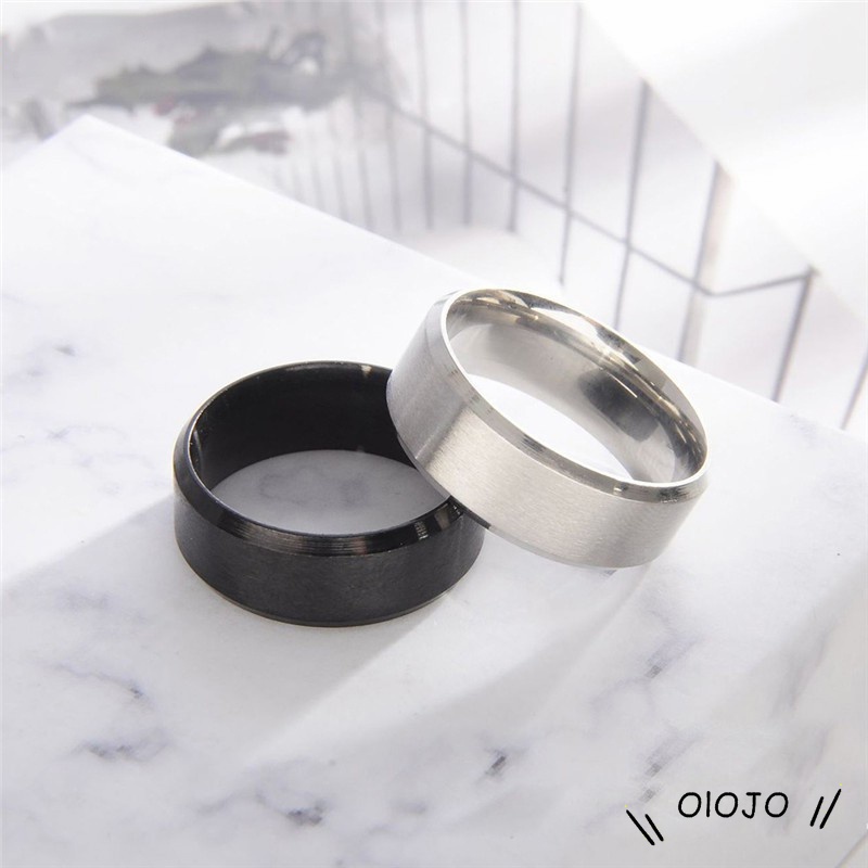 Cincin Matte Stainless Steel Punk Sederhana Untuk Hadiah Perhiasan Fashion Pria - ol
