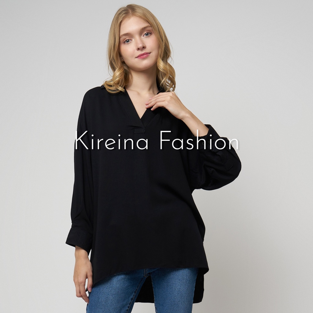 Kemeja Skipper Oversize Lengan 3/4 Kemeja Wanita Premium Kemeja Basic Premium | Kireina Fashion