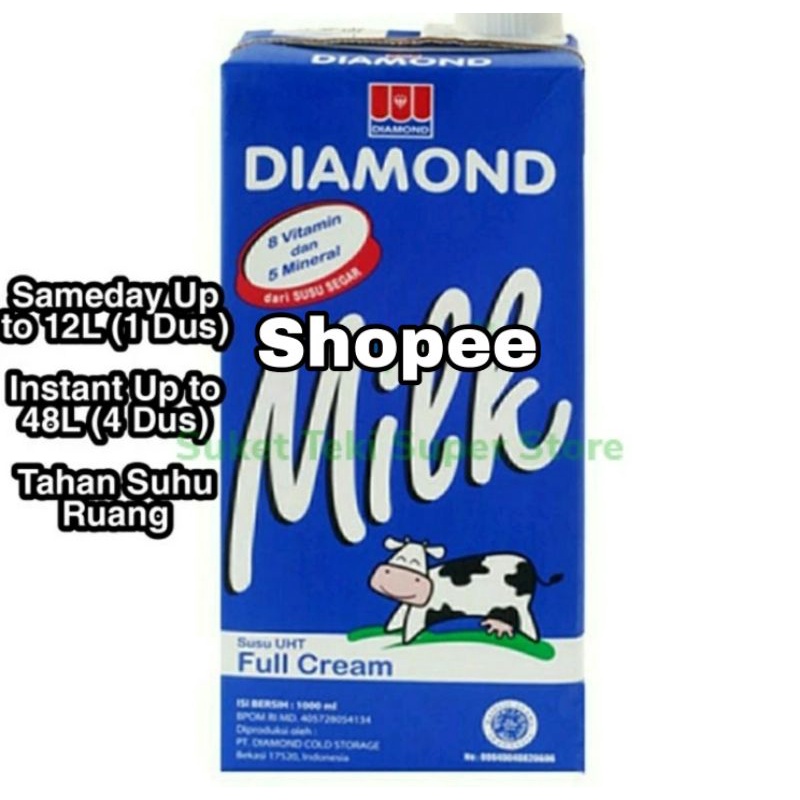 Diamond Susu Full Cream Biru 1L 1 Liter Gojek