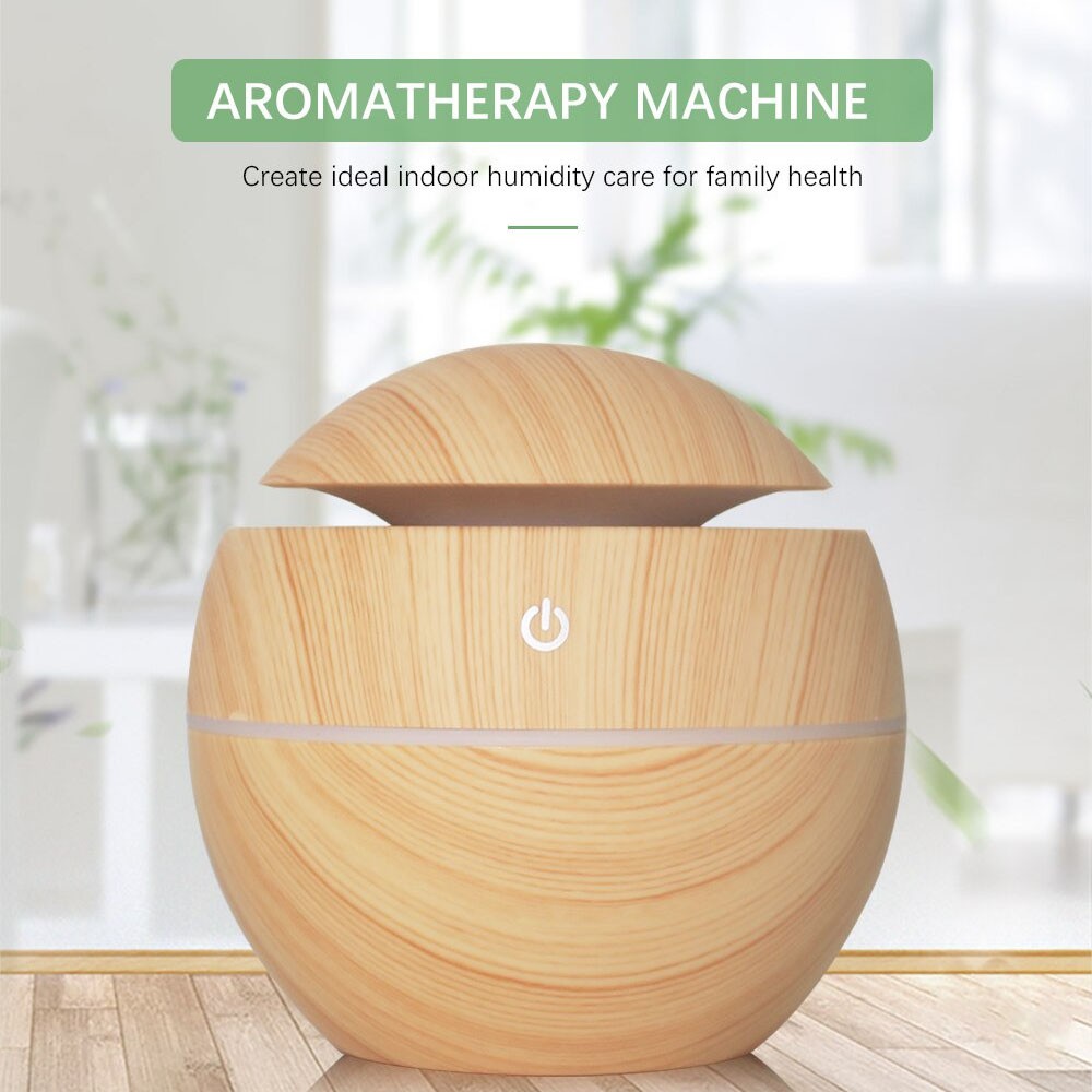 BAYAR DI TEMPAT Pelembab Udara Air Humidifier Aromatherapy Diffuser Wood Design 130ml - JTH-001