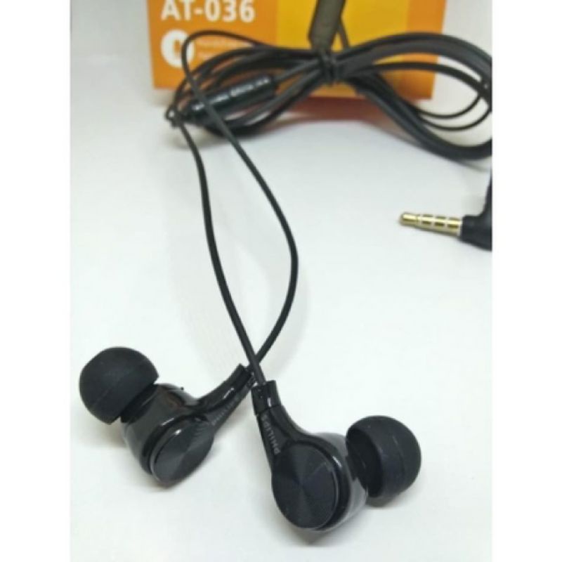 Headset PHILIPS Magnetic AT-036 In-ear Super Bass Kuping Magnet AT036 Handsfree Earphone