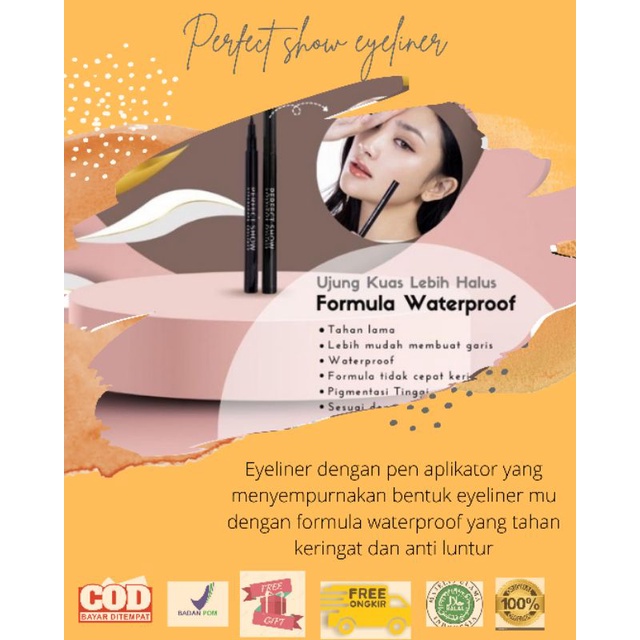 Eyeliner MS Cosmetic By MS Glow Waterproof Hypershape Eyeliner/Perfect Show Eyeliner MS Glow