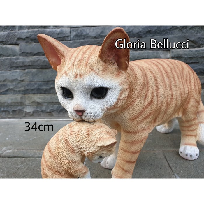 patung pajangan miniatur kucing gigit anak jumbo persia anggora ~ spg449