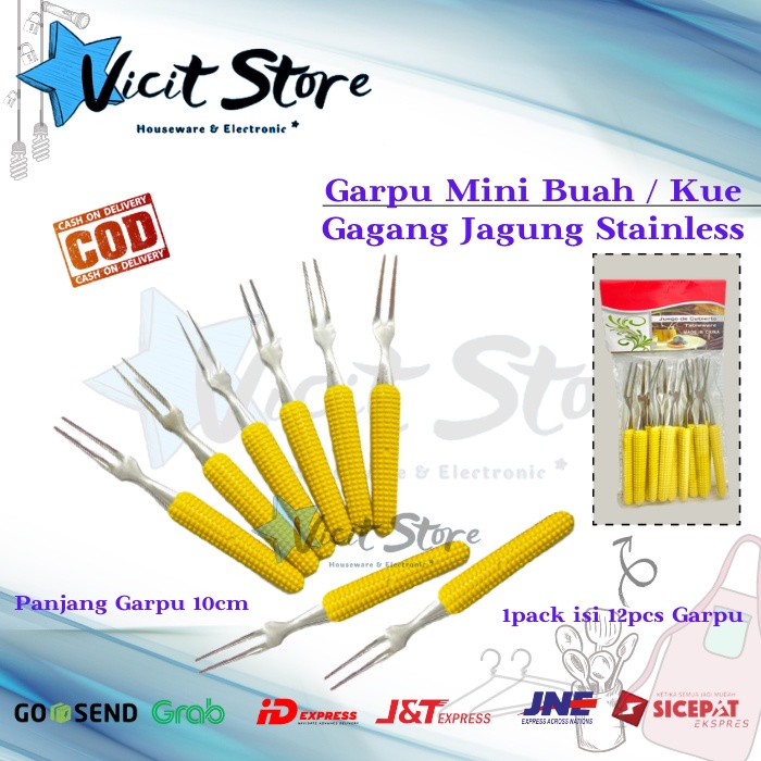 Garpu Kue Bolu / Buah Mini Gagang Jagung Stainless