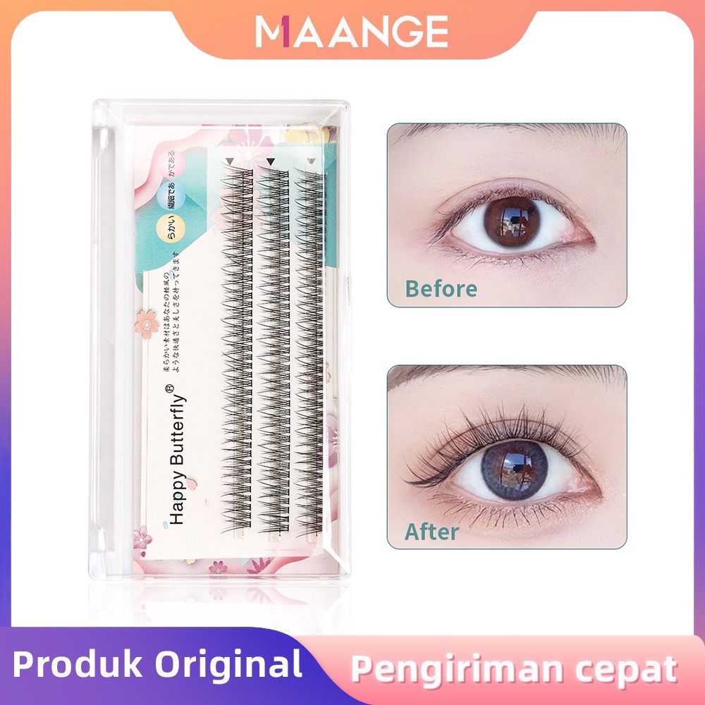 MAANGE Ekstensi Bulu Mata Palsu 10mm Fishtail Tersegmentasi Ringan Alami 7159