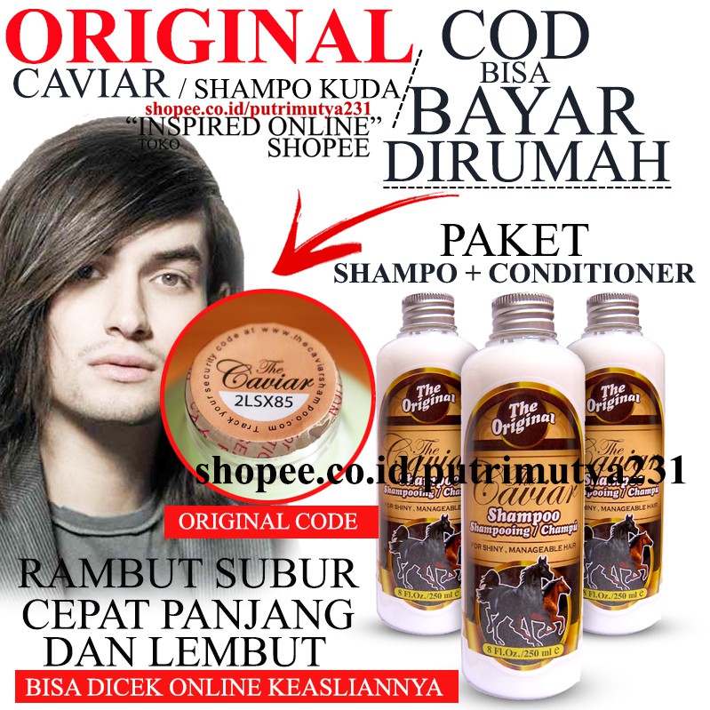 ( COD ) Shampo Kuda - The Caviar Original [ Paket ] Pemanjang Rambut Terbaik - Shampoo & Conditioner