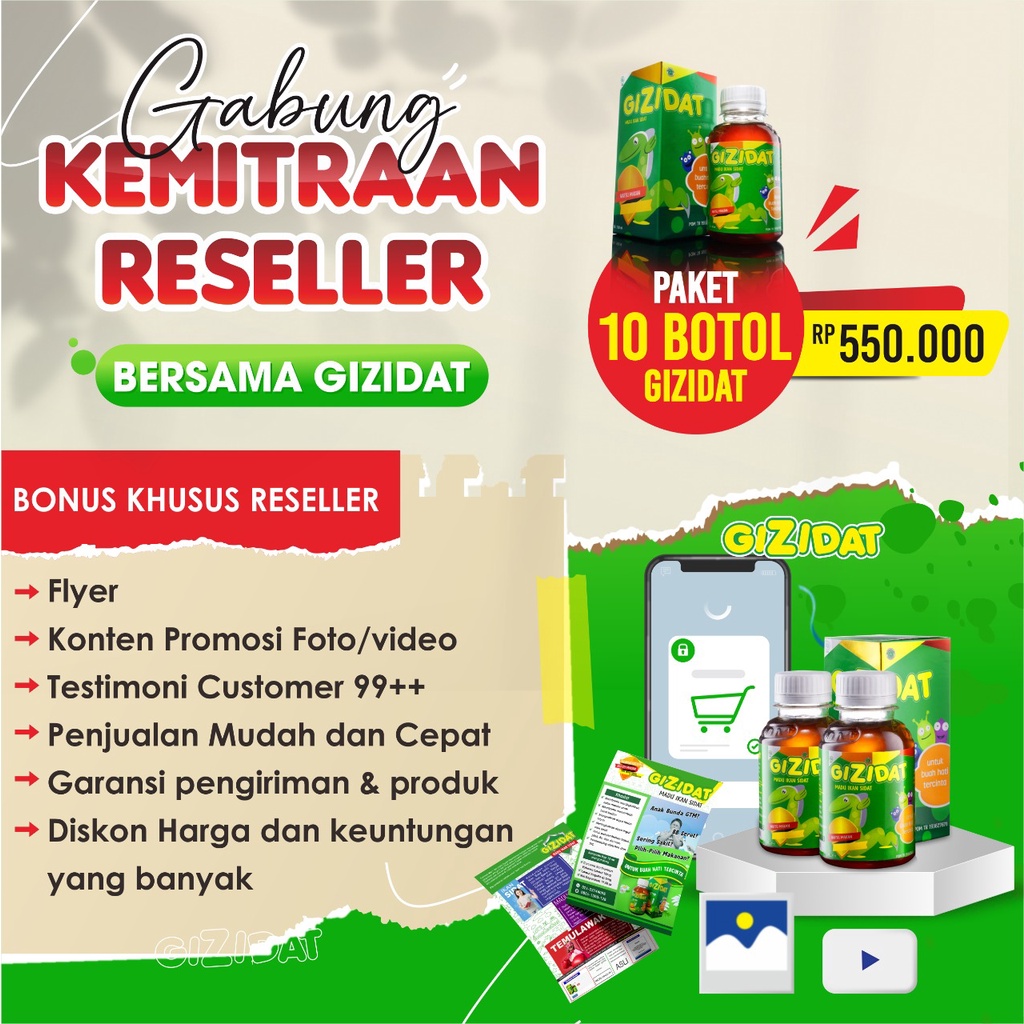 PAKET 10 BOTOL GIZIDAT - PAKET RESELLER