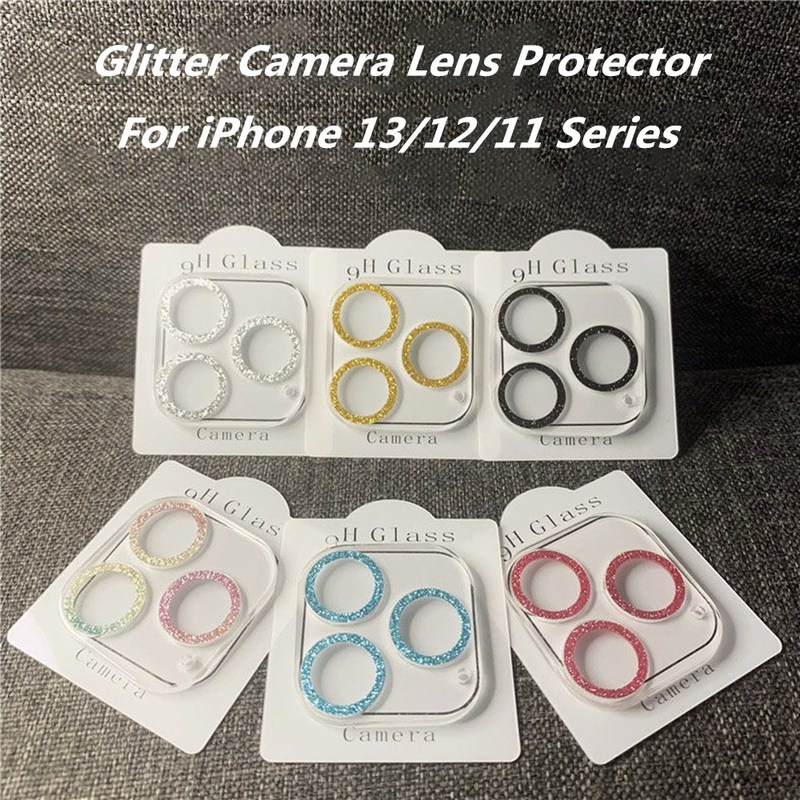 Cover Lensa Kamera Bahan Kaca Glitter Untuk IPhone 13 Pro Max 12 11 Pro Max 13 Mini 13Pro