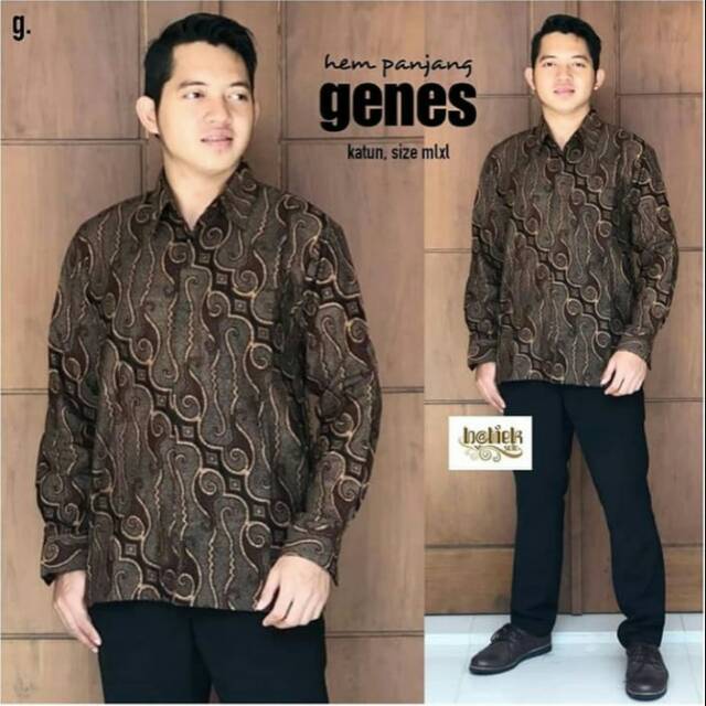 HEM PANJANG GENES BATIK KEMEJA BATIK PRIA ATASAN PARANG BARONG KUSUMO ANTASENO