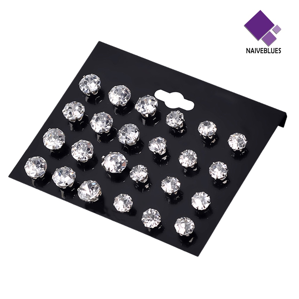 Naiveblue 12 Pasang / Set Anting Tusuk Aksen Zirconia Untuk Perhiasan Wanita / Kencan