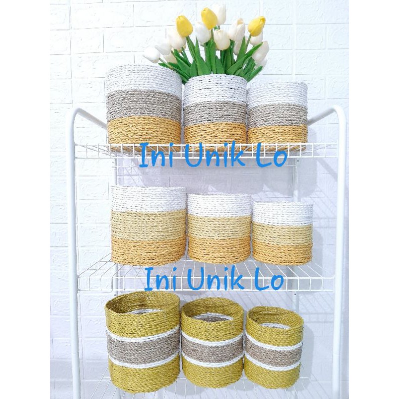 Cover Pot Seagrass (kuning natural kuning)