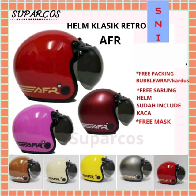 HELM BOGO RETRO CLASSIC AFR SNI / HELM DEWASA / HELM SCOOPY / HELM MOTOR / BOGO / HELEM BOGO / BOGO