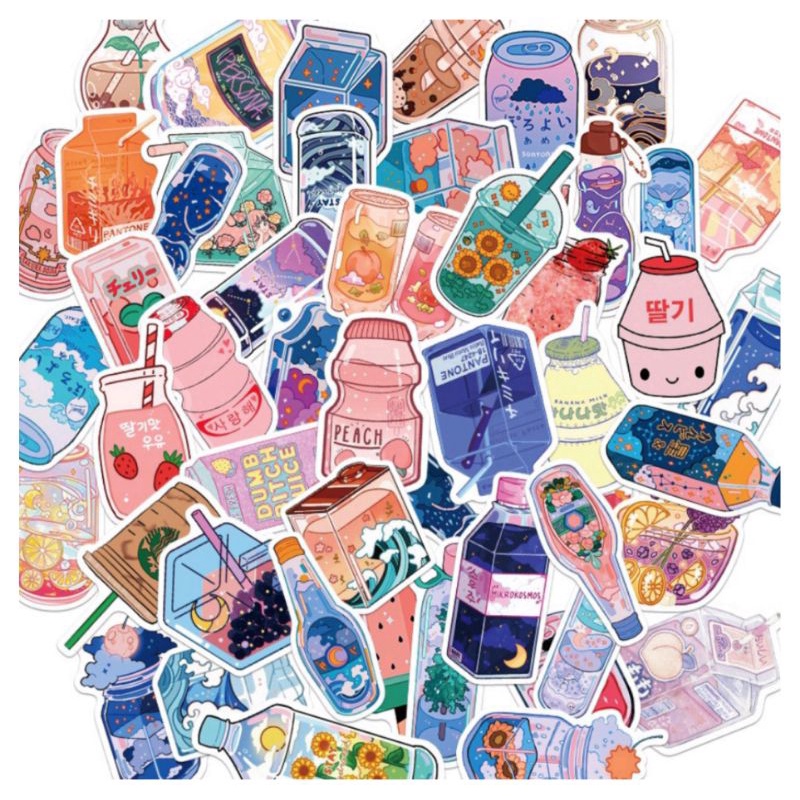 

10pcs sticker minuman kekinian korean size medium waterproof