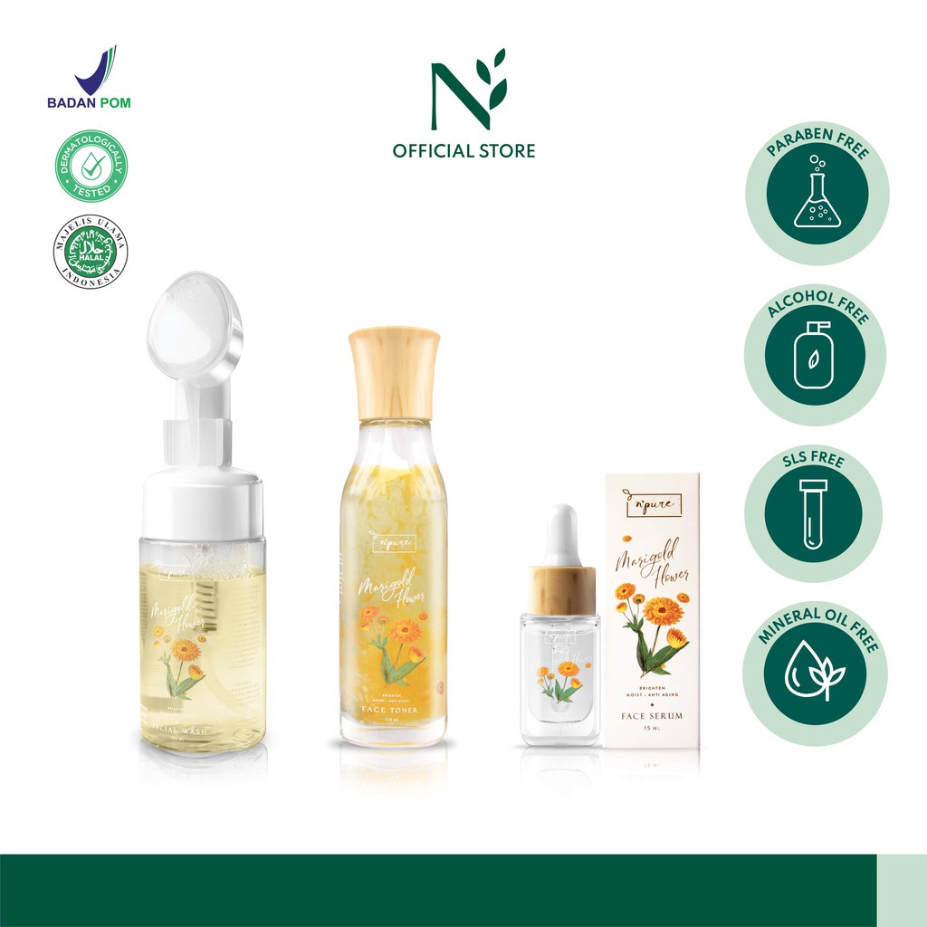 (RM) READY! NPURE MARIGOLD SERIES/ MARIGOLD FACE WASH/ MARIGOLD EYE SERUM /MARIGOLD FACE SERUM/ MARIOGLD TONER