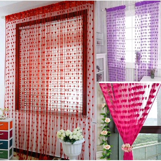 Tirai Benang Motif Love dan kupu-kupu / Tirai Pintu / Tirai Kamar Tidur - BH-104