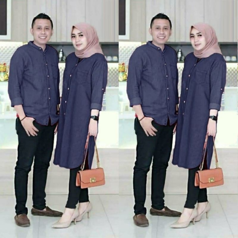 3 UKURAN L XL DAN JUMBO CP JEANO COUPLE PASANGAN KEMEJA DAN TUNIK BUSUI KATUN DENIM SUPERNOVA HM ADA VIDEO REAL PICT