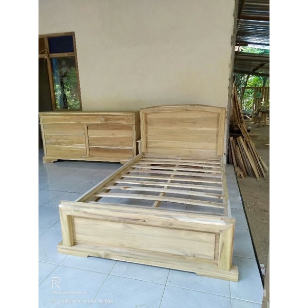 Dipan minimalis jati non finishing 120x200