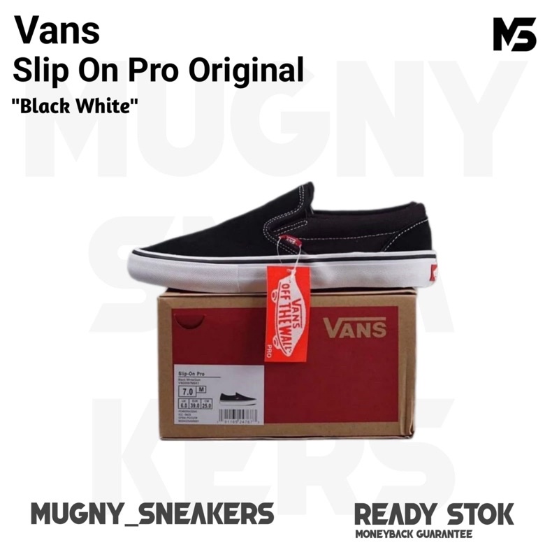 Vans Slip On Pro Black White  Original