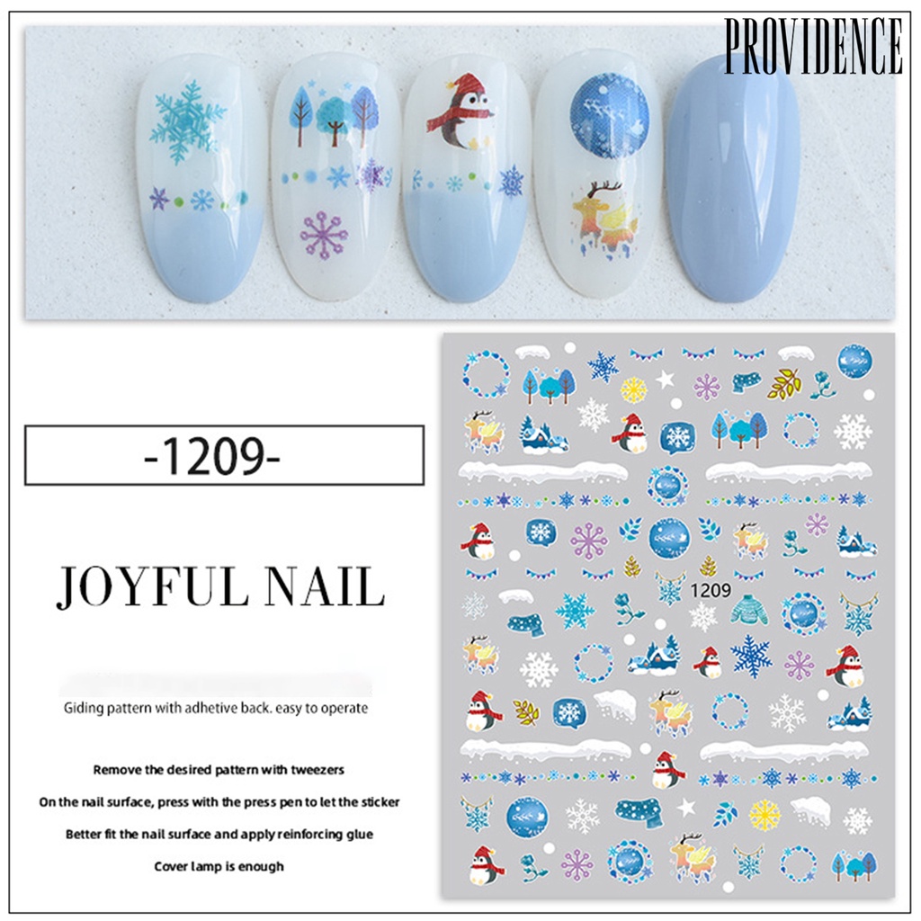 Providence 11Pcs/Set Christmas Patterns Nail Sticker DIY Colorful 3D Nail Snowflakes Christmas Gifts Decals for Winter