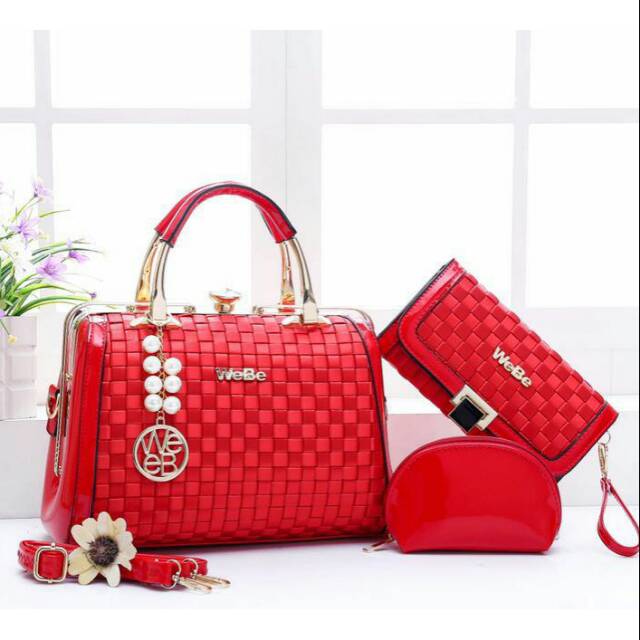 Tas Wanita Fashion Webe Behel New T5712# set 3in1 Tas Import Tas Murah Tas Batam