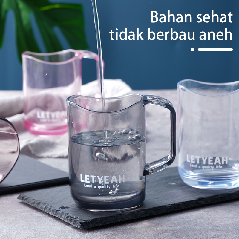 Letyeah &amp; Kaizenliving Gelas sikat gigi Kamar Mandi/Gelas Mug transparan Serbaguna Tebal Plastik Minum