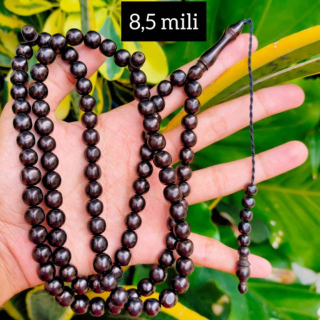 Tasbih 99 bulat polos 8,5 mm hitam kokka kaokah