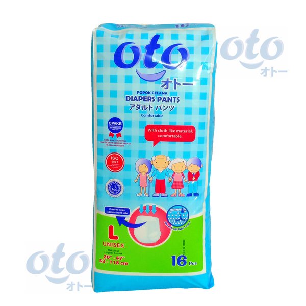 celana - pants, popok, popok dewasa,  RAK - OTO Diapers PANTS Popok Dewasa model Celana ukuran L - isi 16 pcs