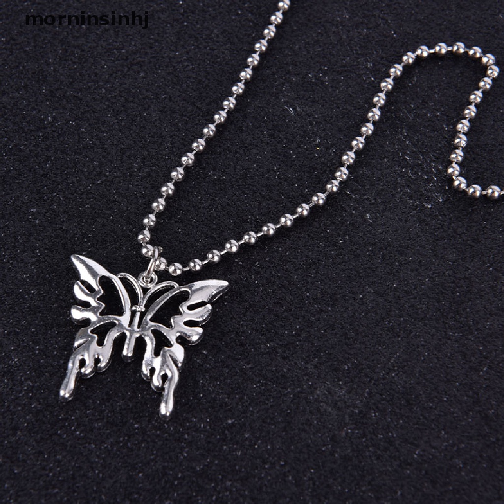 Mor Kalung Rantai Liontin Kupukupu Gothic Sexy Bahan Stainless Steel Untuk Wanita