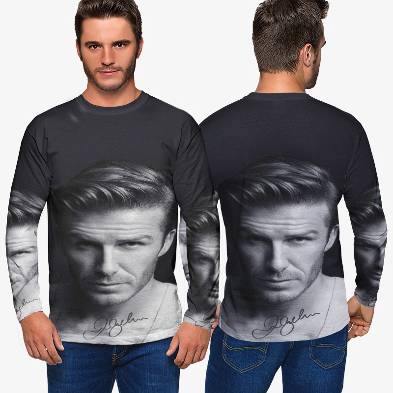 Kaos Pria David Beckham Hair Style Tshirt Bahan Polyester Jersey Casual Style Fashionable Unisex Tee