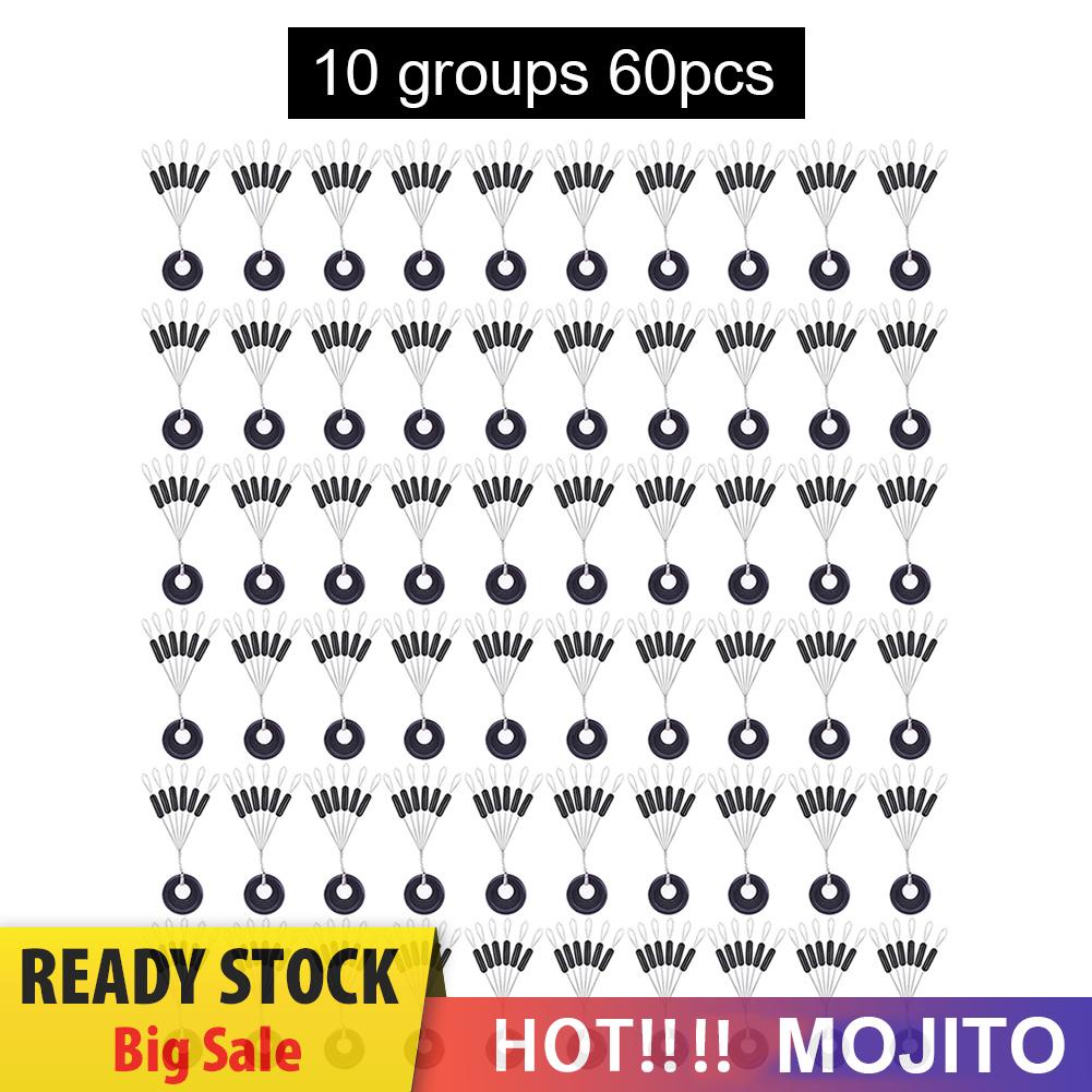 60pcs / 10 Grup Karet Space Beans Stopper Senar Pancing