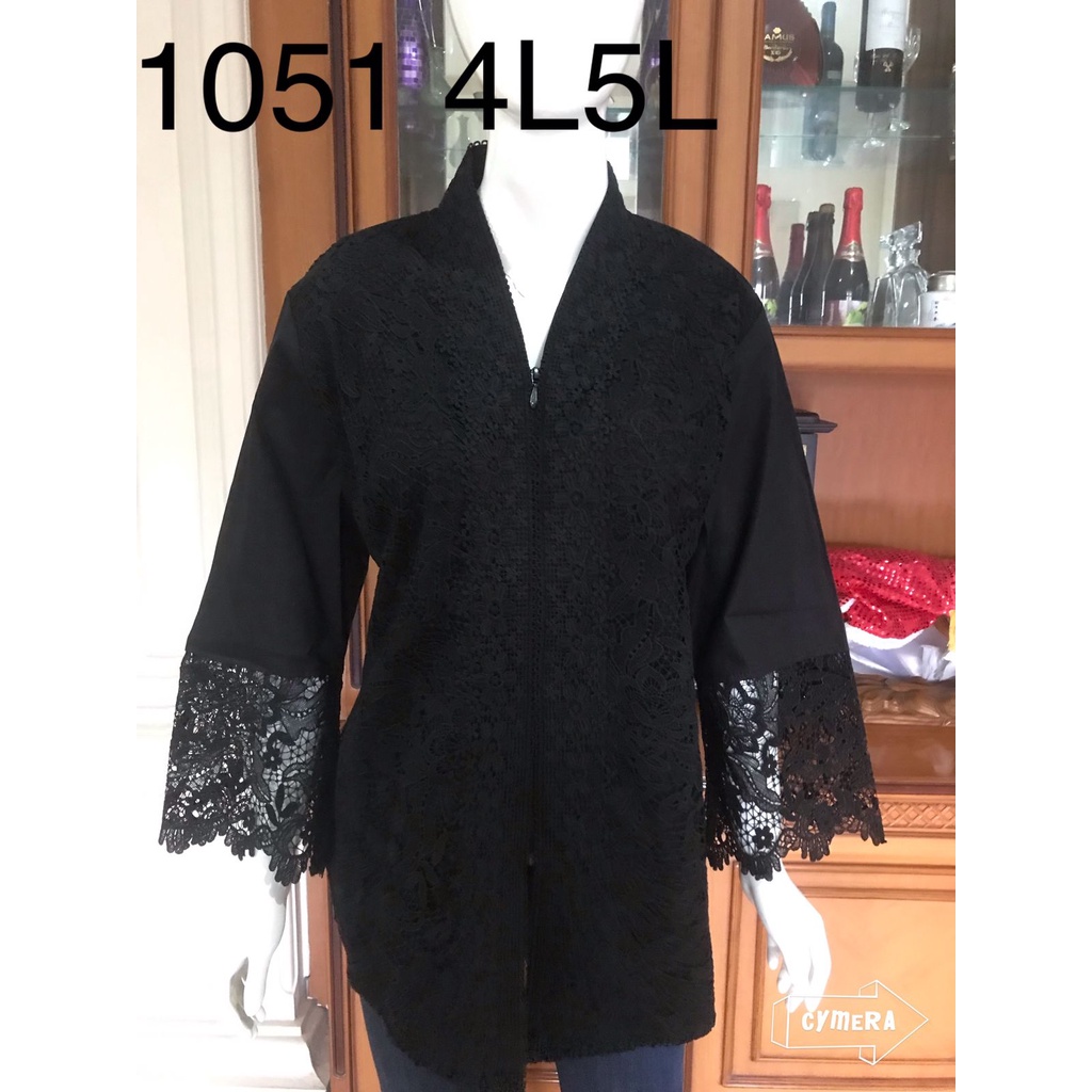 1087  kebaya alexuez full brukat depan hitam premium/kebaya encim brukat