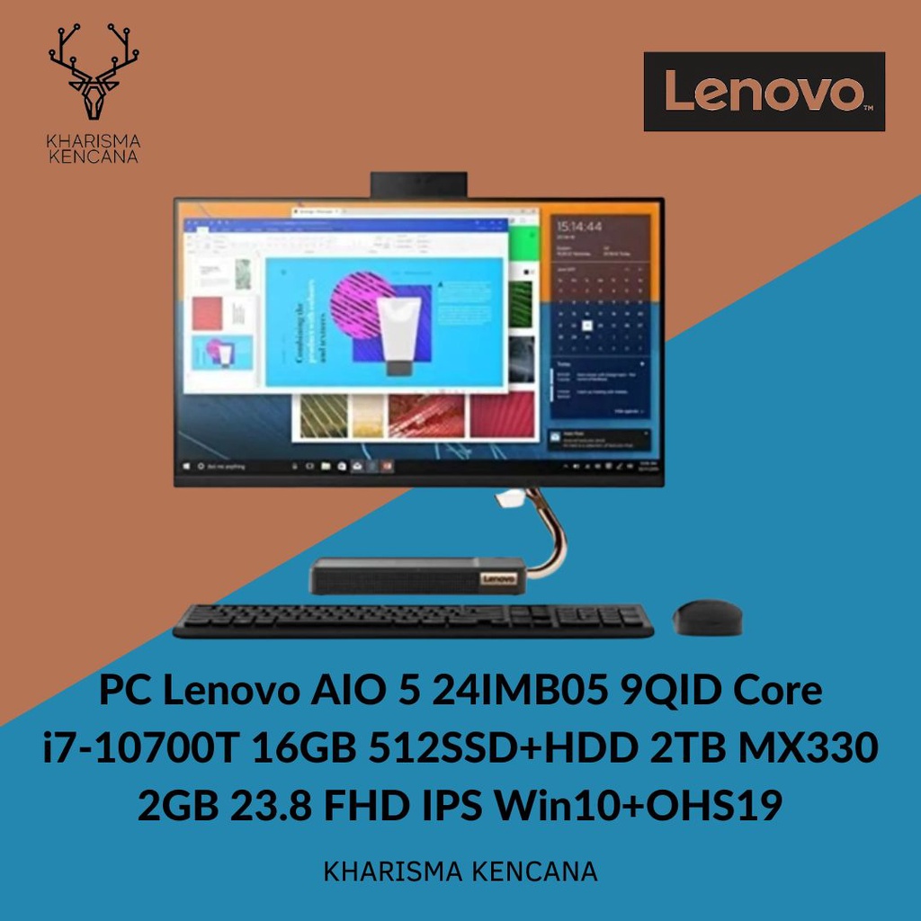 PC Lenovo AIO 5 9QID Core i7-10700T 16GB 512SSD+HDD 2TB MX330 W10 OHS