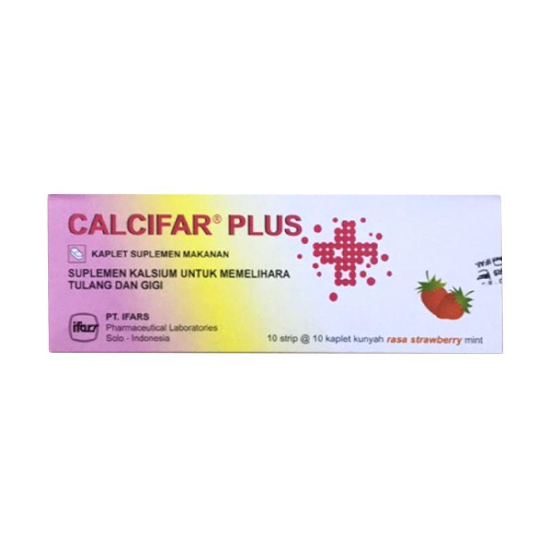 CALCIFAR PLUS Strip 10 Tablet  Kunyah - Suplemen Calcium Kalsium Vitamin D3 Kesehatan Tulang dan Gigi Anak Dewasa Kalsifar