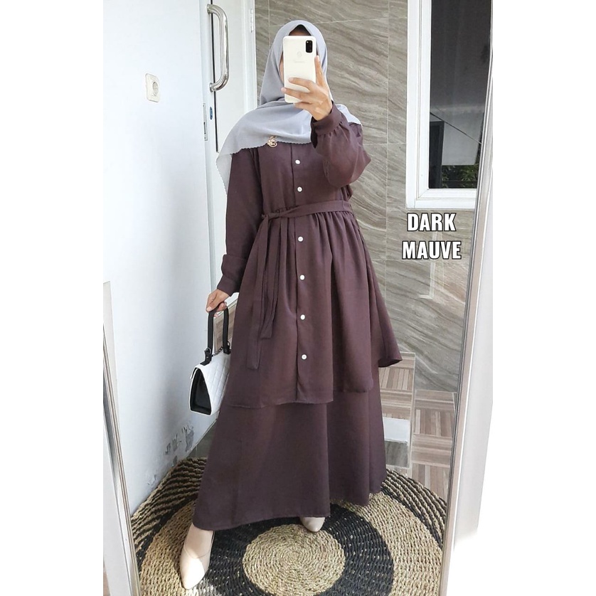 Setelan Rok Ity Crepe/ Set Tunik Rok Free Broche